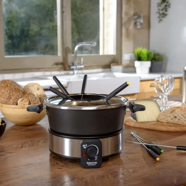 Olla de Fondue Taurus FF2 – 2 Litros, 1000W, 8 Pinchos, Acero Inoxidable - Imagen 2